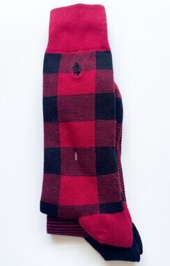 New Mens Polo Ralph Lauren Men's Black and Red Plaid Checked Holiday Dress Socks